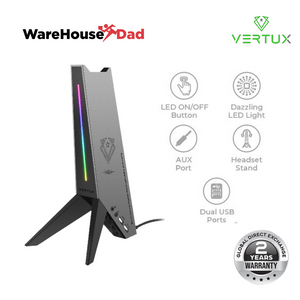 Vertux Zulu 4-In-1 Integrated Gaming Headset Stand (Black)