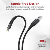 Promate iCord-1 Fabric Braided USB to Lightning Connector Cable