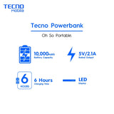 Tecno TPB P101X Power Bank 10000MAH