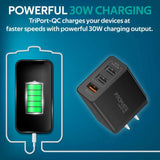 Promate TriPort-QC 30W Universal Qualcomm Quick Charging Wall Charger